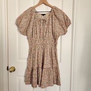 J. Crew Cinched Waist Puff Sleeve Dress In Scattered Blooms
